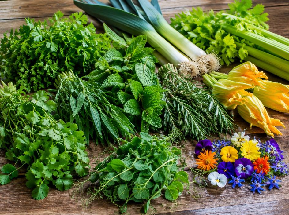 Herbs, shoots & flowers